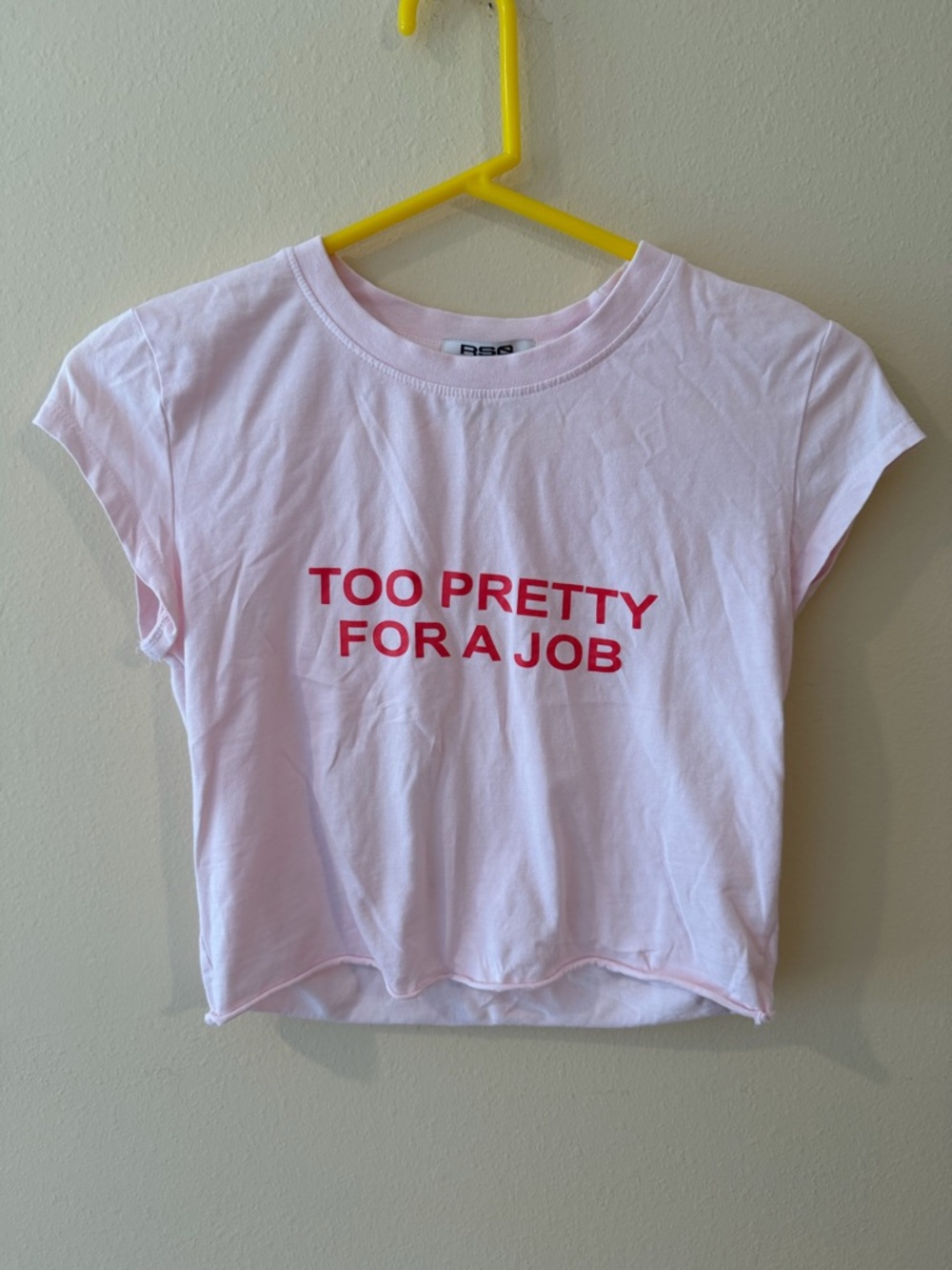 RSQ Pink Cropped Tee with Red Slogan - Picture 2 of 4
